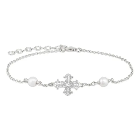 Dagmarkreuz Perle Armband aus Silber