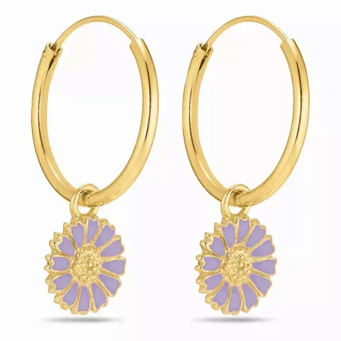 18 mm Marguerite violettem Emaille Kreole in vergoldetem Sterlingsilber - Marie