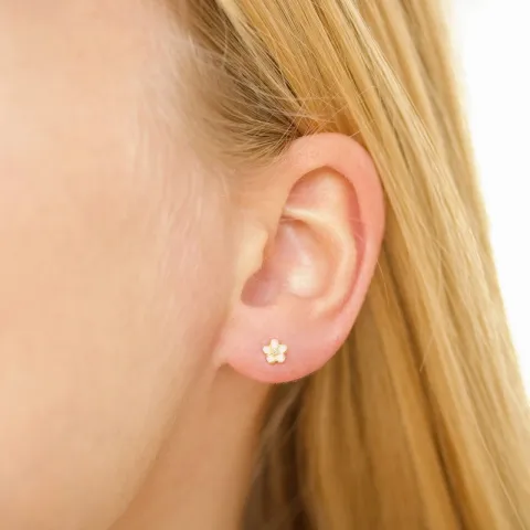5 mm Marguerite pink Ohrstecker in vergoldetem Sterlingsilber - Majse