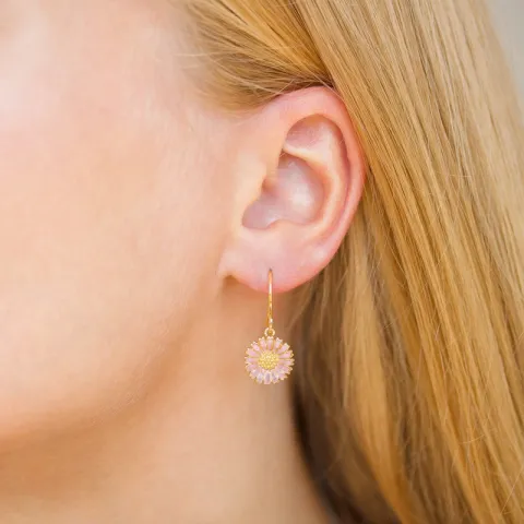 11,5 mm Marguerite pink Ohrringe in vergoldetem Sterlingsilber - Marie