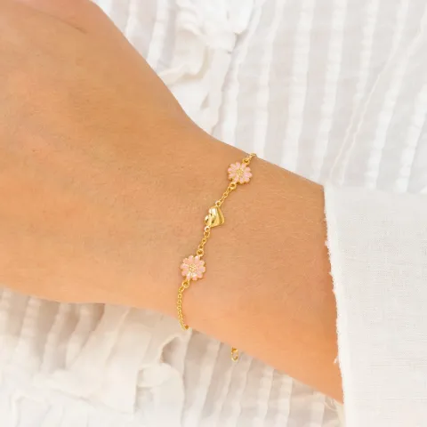 Herz Marguerite rosa Armband aus vergoldetem Sterlingsilber - Maggie