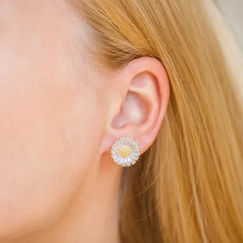 14 mm Marguerite violettem Ohrstecker in vergoldetem Silber - Marie