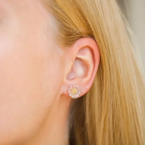 11 mm Marguerite pink Ohrstecker in vergoldetem Silber - Marie