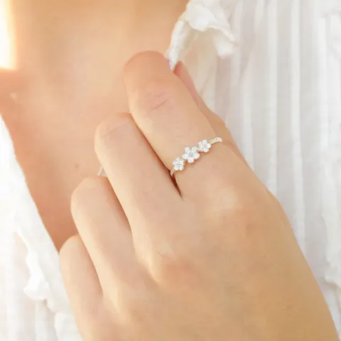 Marguerite weißem Ring aus Silber - Majse