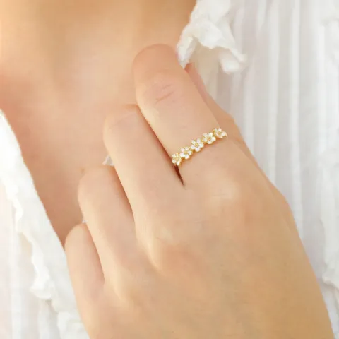 Marguerite weißem Ring aus vergoldetem Sterlingsilber - Majse