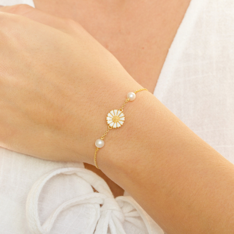 Marguerite Perle Armband aus vergoldetem Sterlingsilber - Marie