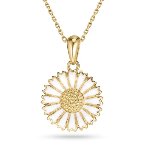 15 mm Marguerite Halskette aus vergoldetes silber mit rhodinierung - Marie