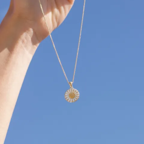 15 mm Marguerite Halskette mit Anhänger aus vergoldetem Sterlingsilber - Marie