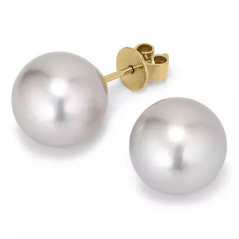 10 - 11 mm a-qualität grauem tahiti perle ohrstecker in 14 karat gold