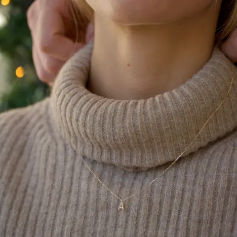 buchstab a Zirkon Halskette mit Anhänger aus 8 Karat Gold - My Letter