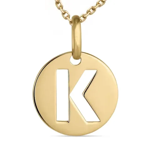 buchstab k Halskette aus vergoldetem Sterlingsilber und Anhänger aus 8 Karat Gold
