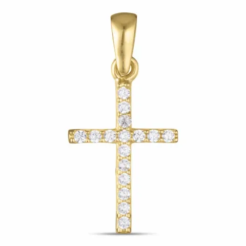 Kreuz Zirkon Anhänger aus 9 Karat Gold mit Rhodium