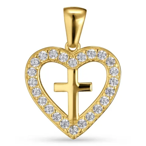 Herz Kreuz Anhänger aus 9 Karat Gold mit Rhodium