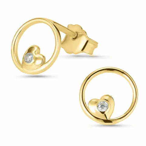 runden Herz Ohrstecker in 8 Karat Gold mit Zirkon