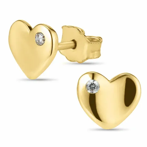 Herz Ohrstecker in 8 Karat Gold mit Zirkon