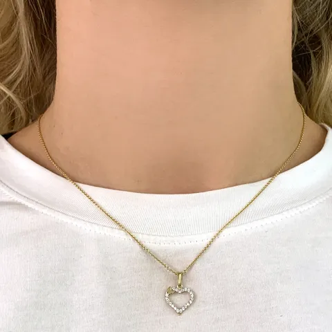 Herz Schmetterlinge Zirkon Anhänger aus 8 Karat Gold, rhodiniert