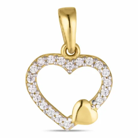 Herz Zirkon Anhänger aus 8 Karat Gold, rhodiniert
