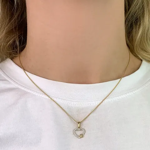Herz Zirkon Anhänger aus 8 Karat Gold, rhodiniert