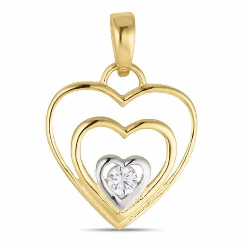Herz Zirkon Anhänger aus 8 Karat Gold, rhodiniert