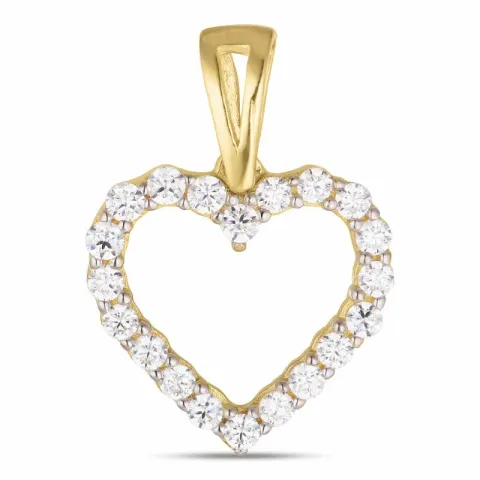 Herz Zirkon Anhänger aus 8 Karat Gold, rhodiniert
