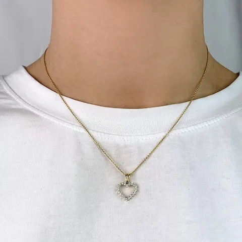 Herz Zirkon Anhänger aus 8 Karat Gold, rhodiniert