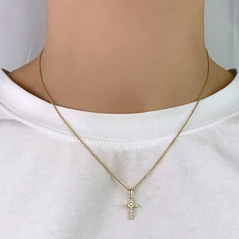 Kreuz Zirkon Anhänger aus 8 Karat Gold