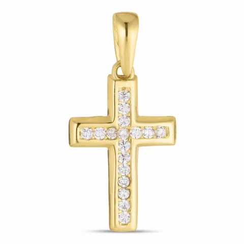 Kreuz Zirkon Anhänger aus 8 Karat Gold