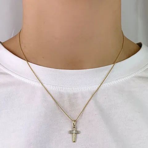 Kreuz Zirkon Anhänger aus 8 Karat Gold