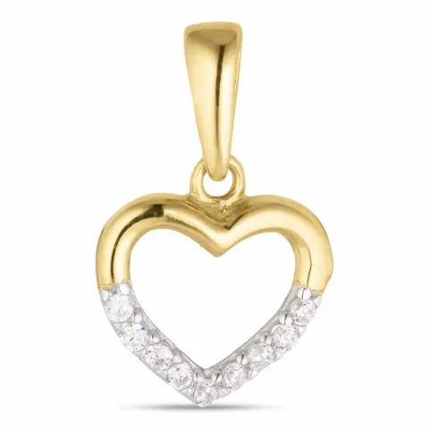 Herz Zirkon Anhänger aus 8 Karat Gold, rhodiniert