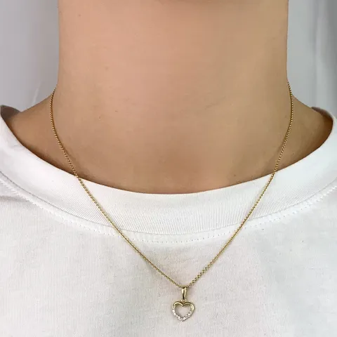 Herz Zirkon Anhänger aus 8 Karat Gold, rhodiniert