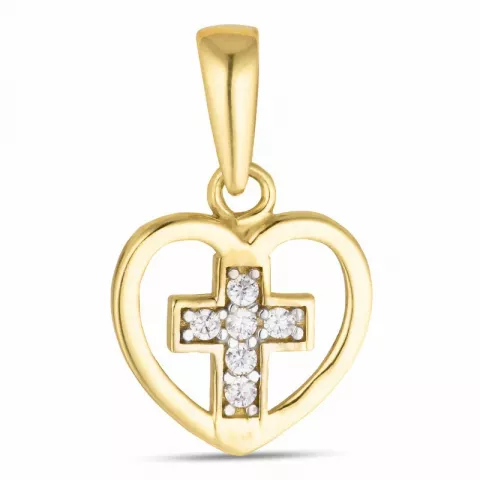 Herz Kreuz Anhänger aus 8 Karat Gold, rhodiniert