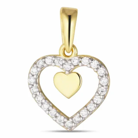 Herz Zirkon Anhänger aus 8 Karat Gold, rhodiniert