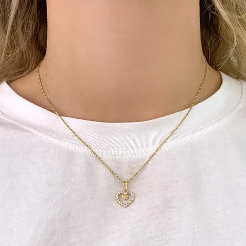 Herz Zirkon Anhänger aus 8 Karat Gold, rhodiniert