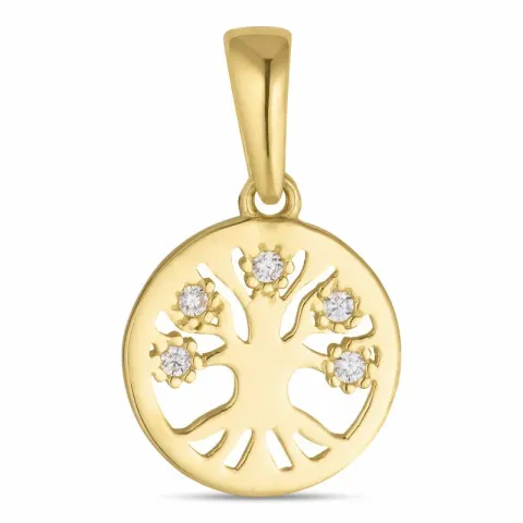 9,5 mm Lebensbaum Zirkon Anhänger aus 8 Karat Gold