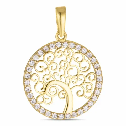 Lebensbaum Zirkon Anhänger aus 8 Karat Gold
