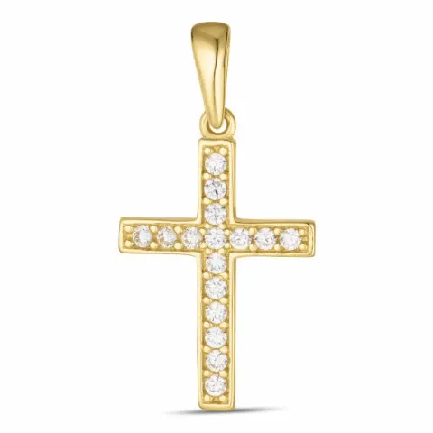 Kreuz Zirkon Anhänger aus 8 Karat Gold