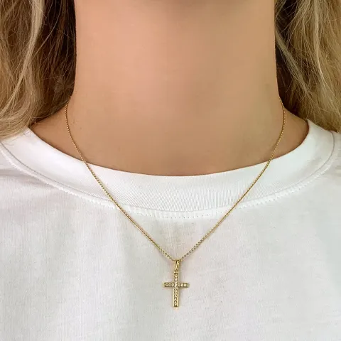 Kreuz Zirkon Anhänger aus 8 Karat Gold