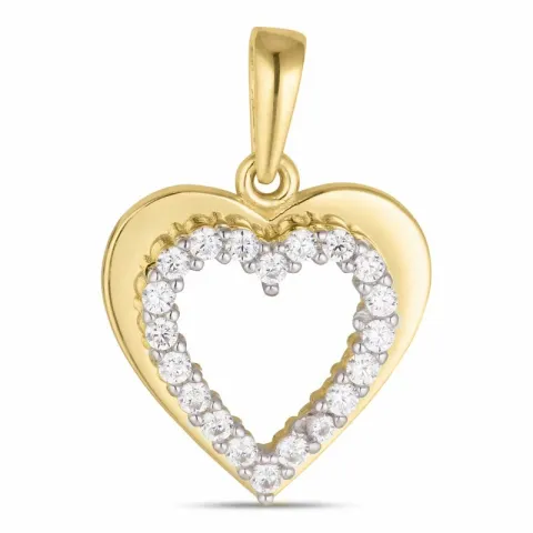 Herz Zirkon Anhänger aus 8 Karat Gold, rhodiniert