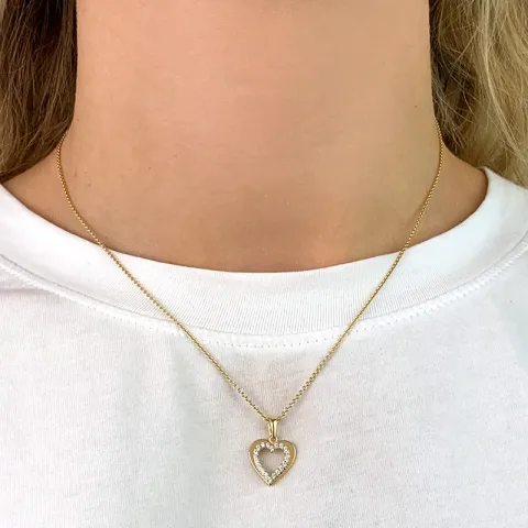 Herz Zirkon Anhänger aus 8 Karat Gold, rhodiniert