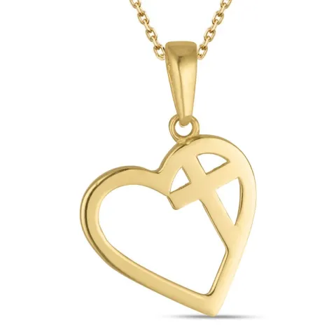 Herz Halskette aus vergoldetem Sterlingsilber und Anhänger aus 8 Karat Gold