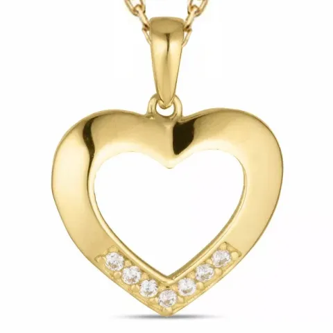 Herz Zirkon Halskette aus vergoldetem Sterlingsilber und Anhänger aus 8 Karat Gold