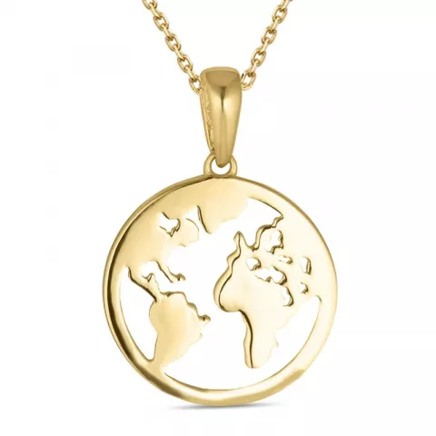 world Anhänger mit Halskette aus 8 Karat Gold