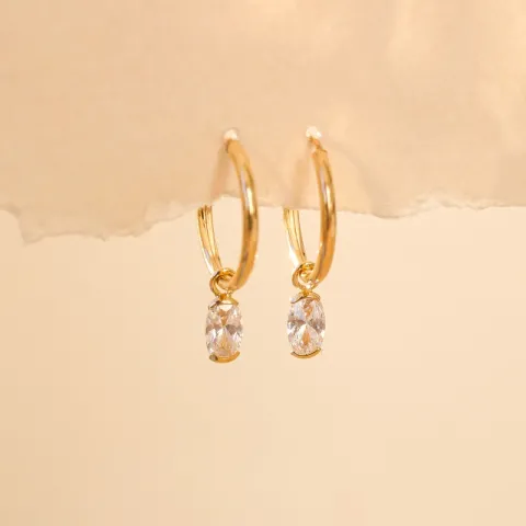 12 mm Kreole in 9 Karat Gold mit Zirkon