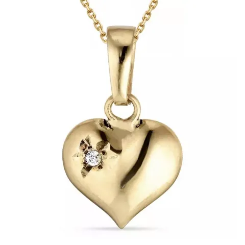 Herz Zirkon Halskette aus vergoldetem Sterlingsilber und Anhänger aus 9 Karat Gold - Amoré