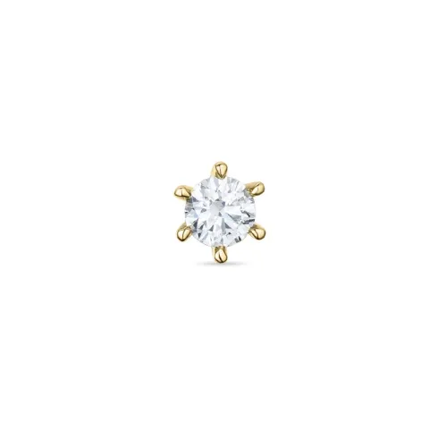 1 x 0,11 ct Diamant Solitärohrstecker in 14 Karat Gold mit Diamant 