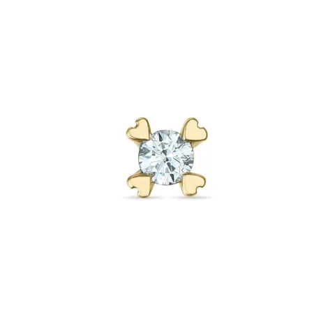 1 x 0,03 ct Solitärohrstecker in 14 Karat Gold mit Diamant