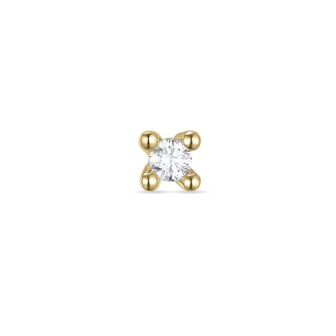 1 x 0,04 ct Solitärohrstecker in 14 Karat Gold mit Diamant