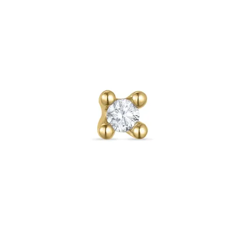 1 x 0,05 ct Solitärohrstecker in 14 Karat Gold mit Diamant 