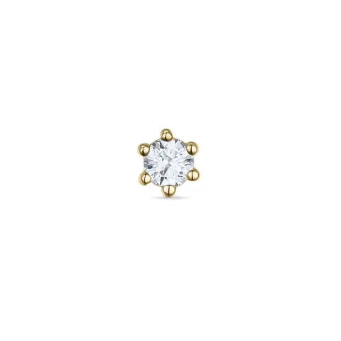 1 x 0,05 ct Solitärohrstecker in 14 Karat Gold mit Diamant 