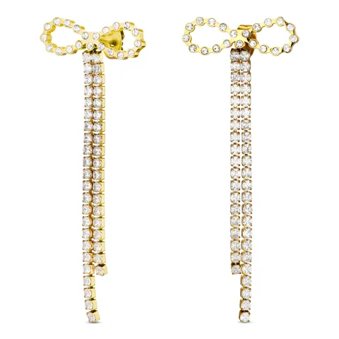 Wasserfester Schleife Zirkon ketten ohrringe in vergoldetem Stahl - OCEANA